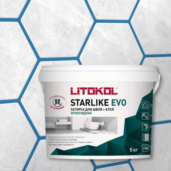 Эпоксидный состав для укладки и затирки мозаики LITOKOL STARLIKE EVO S.340 BLU DENIM 485350004 Эпоксидный состав для укладки и затирки мозаики LITOKOL STARLIKE EVO S.340 BLU DENIM 485350004