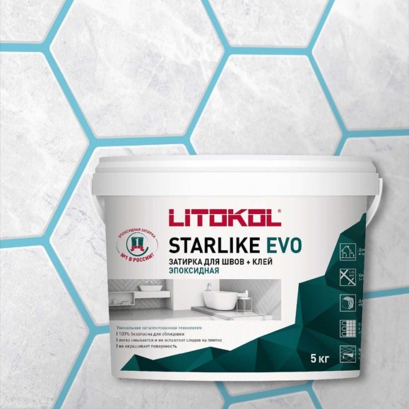 Эпоксидный состав для укладки и затирки мозаики LITOKOL STARLIKE EVO S.320 AZZURRO CARAIBI 485330004 Эпоксидный состав для укладки и затирки мозаики LITOKOL STARLIKE EVO S.320 AZZURRO CARAIBI 485330004