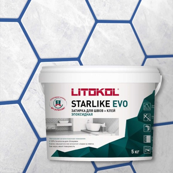 Эпоксидный состав для укладки и затирки мозаики LITOKOL STARLIKE EVO S.350 BLU ZAFFIRO 485360004 Эпоксидный состав для укладки и затирки мозаики LITOKOL STARLIKE EVO S.350 BLU ZAFFIRO 485360004