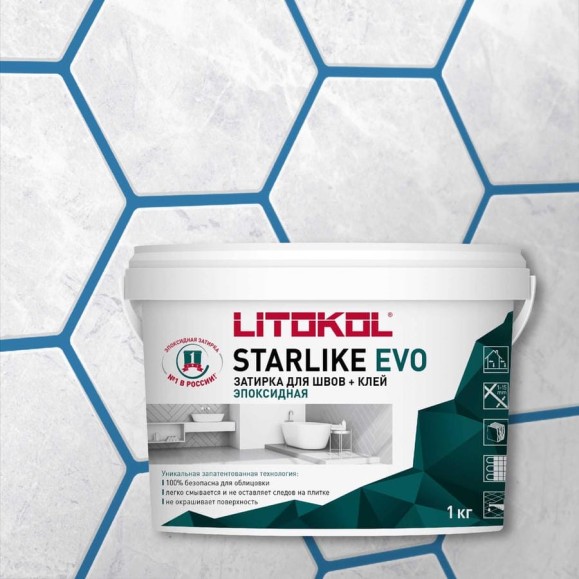 Эпоксидный состав для укладки и затирки мозаики LITOKOL STARLIKE EVO S.340 BLU DENIM 485350002 Эпоксидный состав для укладки и затирки мозаики LITOKOL STARLIKE EVO S.340 BLU DENIM 485350002