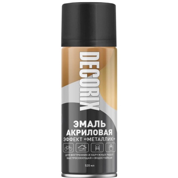 Аэрозольная эмаль Decorix (металлик; глянцевая; акриловая; чёрный; 520 мл) 0103-39 DX Аэрозольная эмаль Decorix (металлик; глянцевая; акриловая; чёрный; 520 мл) 0103-39 DX
