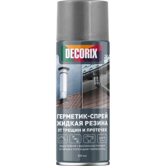 Герметик-спрей жидкая резина от трещин и протечек Decorix высокоэластичный, 520 мл, серый 0126-02 DX Герметик-спрей жидкая резина от трещин и протечек Decorix высокоэластичный, 520 мл, серый 0126-02 DX