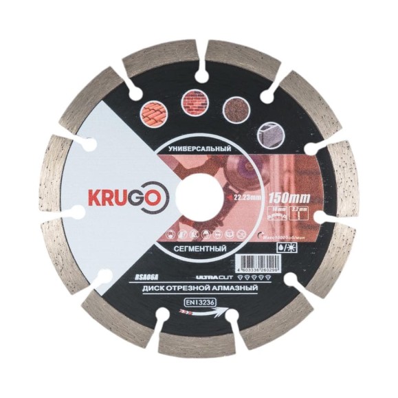 Диск алмазный сегмент 150x2.2x22.23x10 мм KRUGO RSA06A
