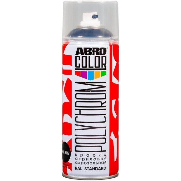 Краска акриловая аэрозольная ABRO POLYCHROM RAL 9017 транспортный чёрный COLOR SP-RAL-9017