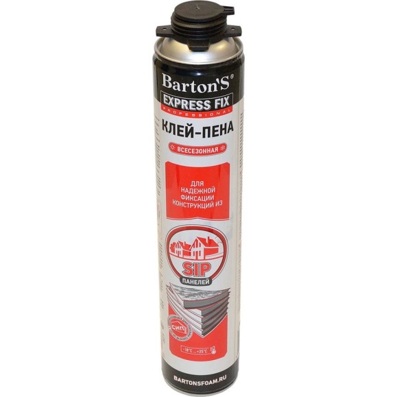Клей-пена BARTON'S всесезонная, EXPRESS FIX для SIP-панелей, 870 мл BR303 Клей-пена BARTON'S всесезонная, EXPRESS FIX для SIP-панелей, 870 мл BR303