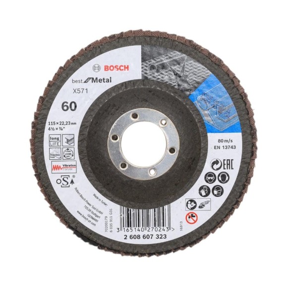 Круг лепестковый Best for Metal для УШМ (115 мм; К60) Bosch 2608607323 Круг лепестковый Best for Metal для УШМ (115 мм; К60) Bosch 2608607323