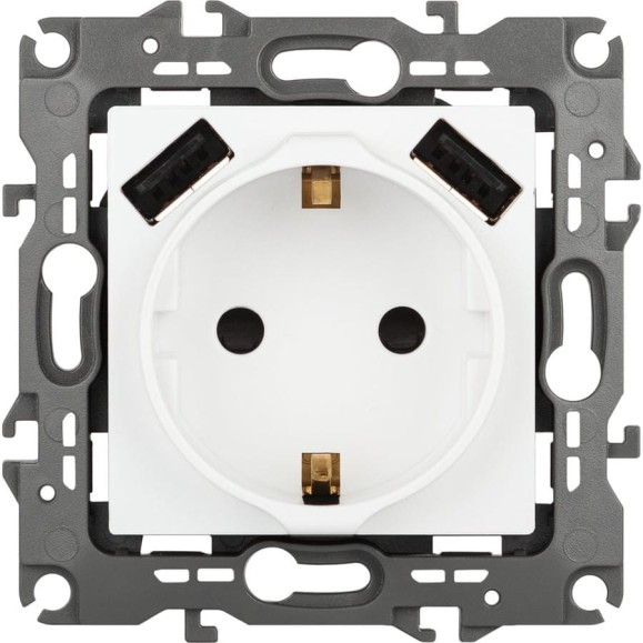 Розетка ЭРА Серия 12 12410901М , 2PE 16A250В, штор. с 2xUSB 5В3А, белый матовый Б0065728 Розетка ЭРА Серия 12 12410901М , 2PE 16A250В, штор. с 2xUSB 5В3А, белый матовый Б0065728