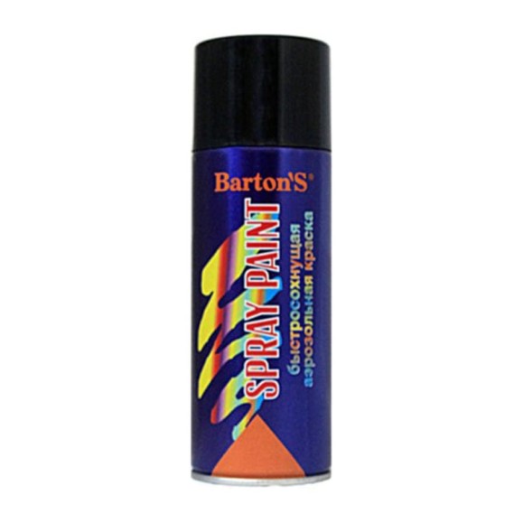Алкидная аэрозольная краска BARTON'S Spray Paint ЧЕРНАЯ глянец RAL9005, 520мл BR162