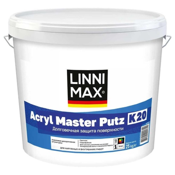 Штукатурка декоративная акриловая для внутренних и наружных работ LINNIMAX Acryl Optima Putz / Акрил Оптима Путц K20 База 1, 25 кг 948105799 Штукатурка декоративная акриловая для внутренних и наружных работ LINNIMAX Acryl Optima Putz / Акрил Оптима Путц K20 База 1, 25 кг 948105799