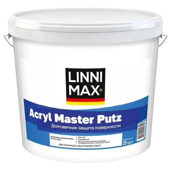 Штукатурка декоративная акриловая для внутренних и наружных работ LINNIMAX Acryl Optima Putz / Акрил Оптима Путц K15 База 3, 25 кг 948105802