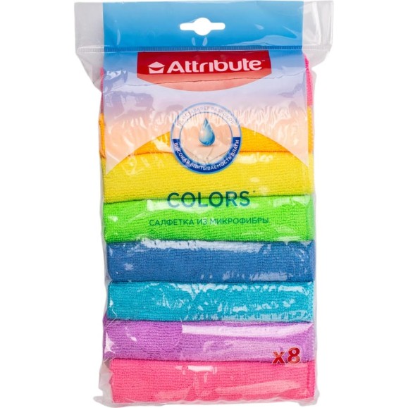 Салфетка Attribute Multi Colors из микрофибры, 8 шт ACA118