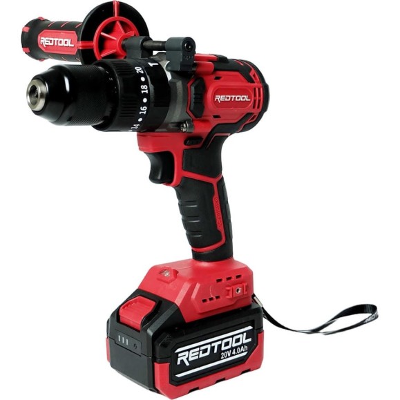 Ударная дрель с литий-ионным аккумулятором REDTOOL CS-1150SET 20В, 4000мАч, 90Нм, 2 скорости RT 1150 Ударная дрель с литий-ионным аккумулятором REDTOOL CS-1150SET 20В, 4000мАч, 90Нм, 2 скорости RT 1150