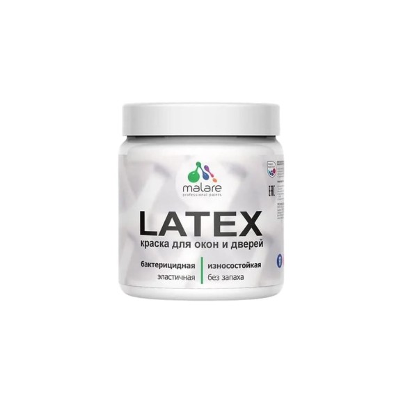 Резиновая краска MALARE для дверей и окон Latex по дереву с антисептическим эффектом, моющаяся без запаха полуглянцевая, амарантово-пурпурный, 0.5 кг КЛТКСЛАМППГ0050 Резиновая краска MALARE для дверей и окон Latex по дереву с антисептическим эффектом, моющаяся без запаха полуглянцевая, амарантово-пурпурный, 0.5 кг КЛТКСЛАМППГ0050
