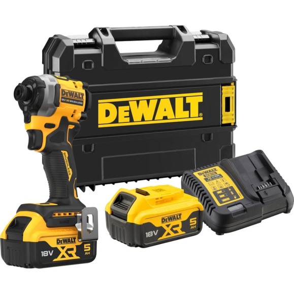 Аккумуляторный шуруповерт DEWALT DCF850P2T, 18 В, 206.2 Нм, 3800 уд/мин, с 2 АКБ 5 Ач и ЗУ, в кейсе TSTAK DCF850P2T-QW