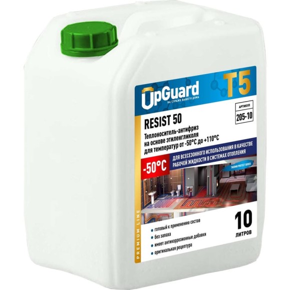 Теплоноситель на основе этиленгликоля UPGUARD T5 RESIST -50, 10л. до -50°С. 205-10 Теплоноситель на основе этиленгликоля UPGUARD T5 RESIST -50, 10л. до -50°С. 205-10