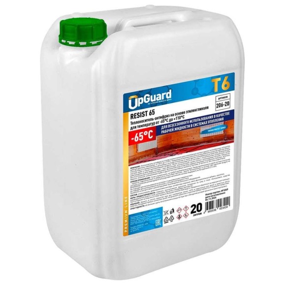 Теплоноситель на основе этиленгликоля UPGUARD T6 RESIST -65, 20л. до -65°С. 206-20 Теплоноситель на основе этиленгликоля UPGUARD T6 RESIST -65, 20л. до -65°С. 206-20