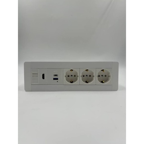 Встраиаемая розетка для столешницы Inrior на 3 EURO, USB A + C, RJ45, HDMI, блок розеток скрытой установки LD-05-10-3E-URH Встраиаемая розетка для столешницы Inrior на 3 EURO, USB A + C, RJ45, HDMI, блок розеток скрытой установки LD-05-10-3E-URH