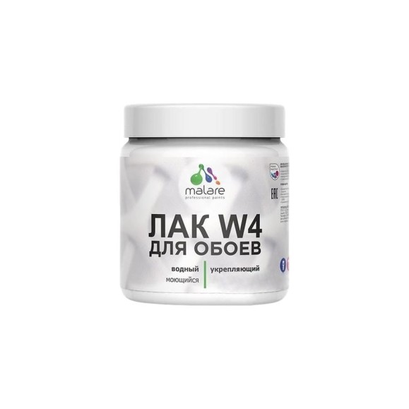 Лак MALARE для защиты обоев водный без запаха быстросохнущий, бесцветный, матовый, 0.5 кг ЛВОБОИПРМ0050