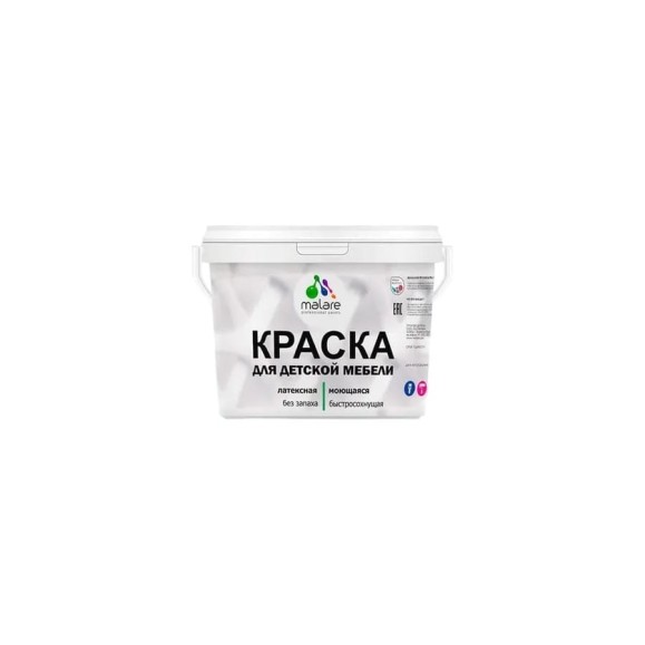 Резиновая краска MALARE для детской мебели для кухонных фасадов, мебели из дерева, моющаяся, быстросохнущая без запаха полуглянцевая, эффект дежавю, 10 кг. КДТМБЛЭФДПГ1000 Резиновая краска MALARE для детской мебели для кухонных фасадов, мебели из дерева, моющаяся, быстросохнущая без запаха полуглянцевая, эффект дежавю, 10 кг. КДТМБЛЭФДПГ1000