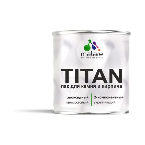 Лак эпоксидный 2К MALARE TITAN для камня и кирпича, двухкомпонентный, укрепляющий, высокопрочный, моющийся, прозрачный глянцевый (0.7 кг + 0.2 кг отвердитель) ЭЛКАМПРГ0070