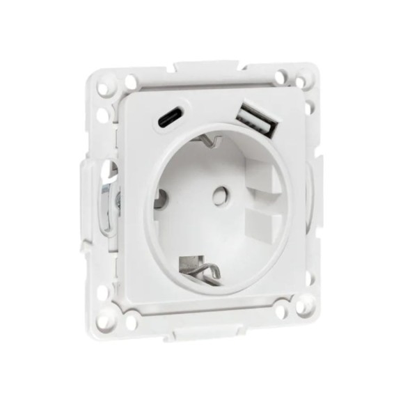 Механизм 1-местной розетки EKF Стокгольм с заземлением, USB A+C, 16А, винтовые клеммы, белый, с защитными шторками EYR16-2USB-typeA-typeC Механизм 1-местной розетки EKF Стокгольм с заземлением, USB A+C, 16А, винтовые клеммы, белый, с защитными шторками EYR16-2USB-typeA-typeC