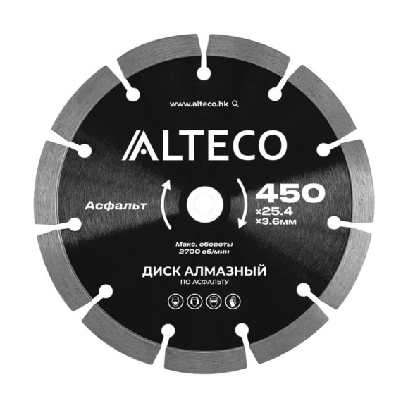 Диск алмазный по асфальту ALTECO 450х25.4 мм 66487 Диск алмазный по асфальту ALTECO 450х25.4 мм 66487