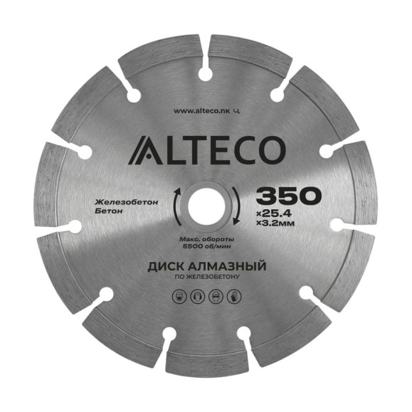 Диск алмазный по железобетону ALTECO 350х25.4 мм 66490 Диск алмазный по железобетону ALTECO 350х25.4 мм 66490