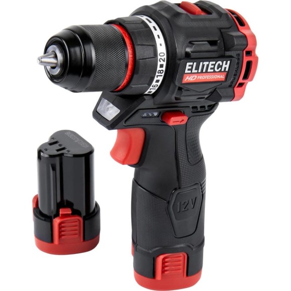 Дрель аккумуляторная Elitech CD 12L2 (12В, 2х2Ач, 40Нм, BL) HD 205713 Дрель аккумуляторная Elitech CD 12L2 (12В, 2х2Ач, 40Нм, BL) HD 205713
