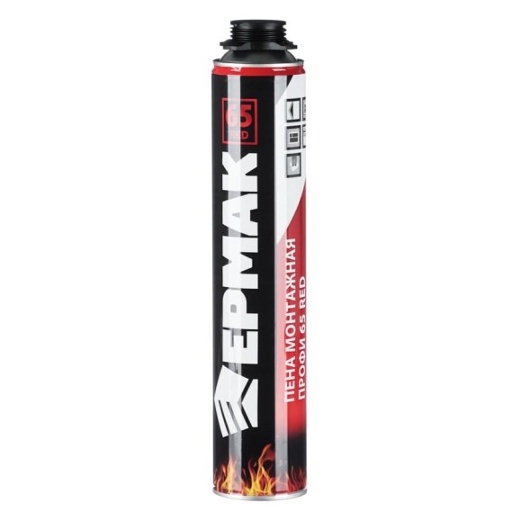 Пена монтажная ЕРМАК PROFI 65 RED fireproof огнестойкая, всесезонная, 65 л, 850 г 469-255 Пена монтажная ЕРМАК PROFI 65 RED fireproof огнестойкая, всесезонная, 65 л, 850 г 469-255