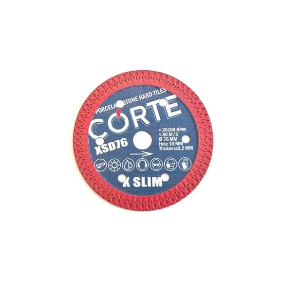 Диск алмазный для мини УШМ по керамограниту CORTE X SLIM 76х1.2х10 мм XSD76 Диск алмазный для мини УШМ по керамограниту CORTE X SLIM 76х1.2х10 мм XSD76