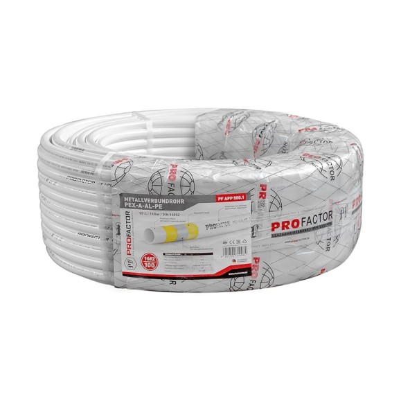 Труба металлопластиковая PROFACTOR PEX-A-AL-PE б/ш O16 х 2мм, бухта 100м PF APP 500.1 Труба металлопластиковая PROFACTOR PEX-A-AL-PE б/ш O16 х 2мм, бухта 100м PF APP 500.1