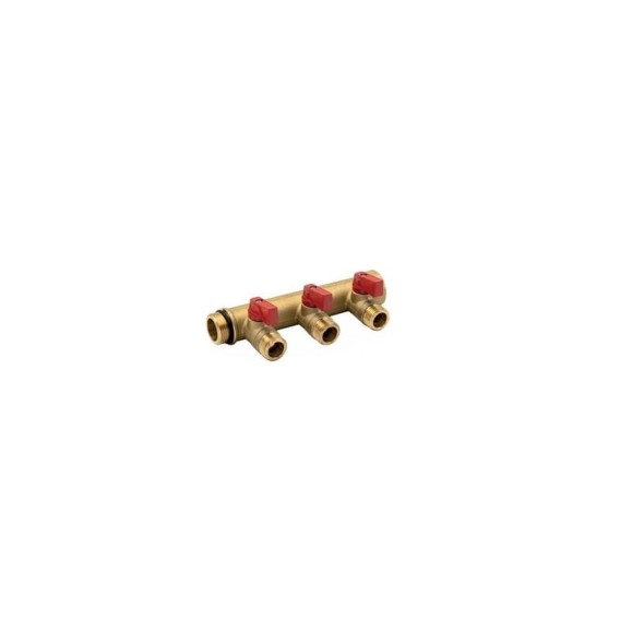 Коллектор с шаровыми кранами Tiemme арт.1822RCP50 3/4" T3-1/2" пл.прокладка 50 мм (кр.ручки) 1820108