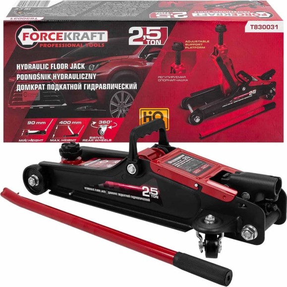 Домкрат подкатной гидравлический Forcekraft 2.5 т (h min 90 мм, h max 400 мм) FK-T830031(61301) Домкрат подкатной гидравлический Forcekraft 2.5 т (h min 90 мм, h max 400 мм) FK-T830031(61301)