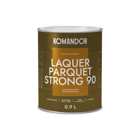 Лак для полов высокоглянцевый KOMANDOR LAQUER PARQUET STRONG 90 0,9 л 271049 Лак для полов высокоглянцевый KOMANDOR LAQUER PARQUET STRONG 90 0,9 л 271049