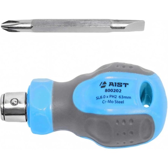 Комбинированная отвертка AIST SL6 PH2 двухсторонняя короткая 800202 00-00003391 Комбинированная отвертка AIST SL6 PH2 двухсторонняя короткая 800202 00-00003391