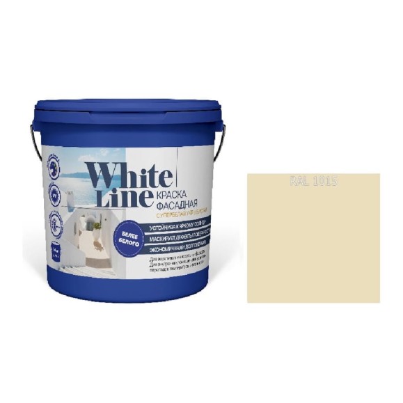 Краска фасадная ВД White Line RAL 1015, ведро 16 л/25,4 кг 4690417129157 Краска фасадная ВД White Line RAL 1015, ведро 16 л/25,4 кг 4690417129157