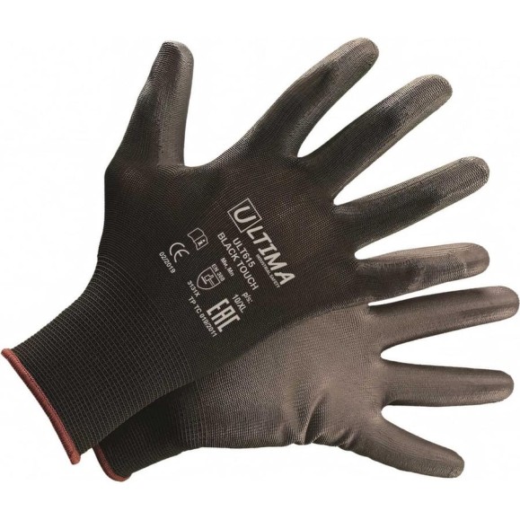 Нейлоновые перчатки с полиуретановым покрытием ULTIMA BLACK TOUCH черные ULT615/М Нейлоновые перчатки с полиуретановым покрытием ULTIMA BLACK TOUCH черные ULT615/М