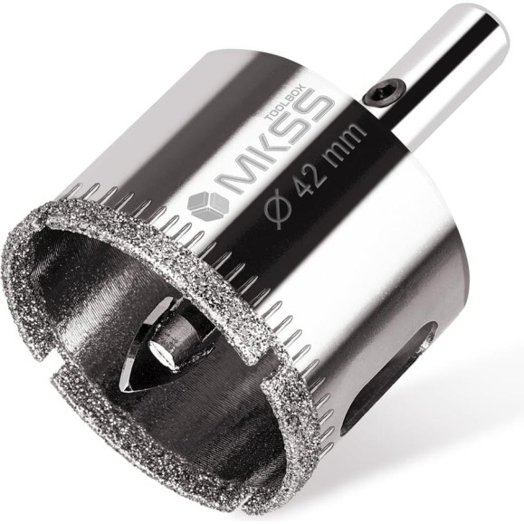 Коронка алмазная по керамике и стеклу с центрирующим сверлом MKSS Toolbox 42 мм KS-42 Коронка алмазная по керамике и стеклу с центрирующим сверлом MKSS Toolbox 42 мм KS-42