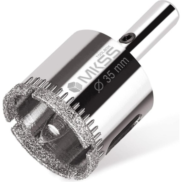 Коронка алмазная по керамике и стеклу с центрирующим сверлом MKSS Toolbox 35 мм KS-35 Коронка алмазная по керамике и стеклу с центрирующим сверлом MKSS Toolbox 35 мм KS-35