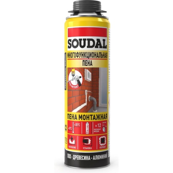 Многофункциональная пистолетная пена Soudal Соудал 500 мл 147152 Многофункциональная пистолетная пена Soudal Соудал 500 мл 147152