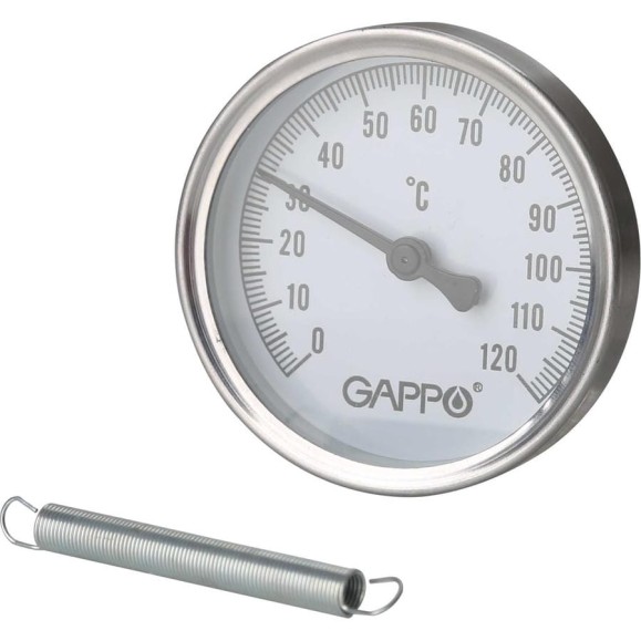 Термометр биметаллический накладной Gappo с пружиной 1/2" x 0-120℃ G1475