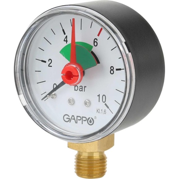Манометр радиальный с указателем предела Gappo 1/4" x 10 бар (уп. из 10 шт.) G1470.10