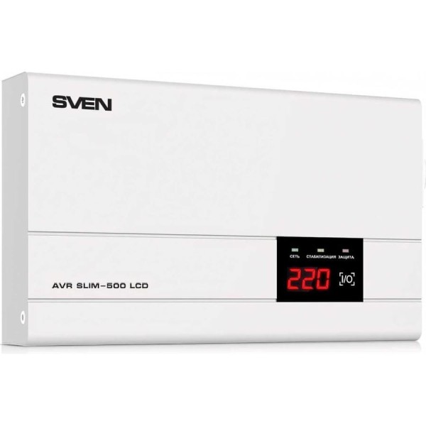 Стабилизатор напряжения SVEN AVR SLIM-500 LCD SV-012809