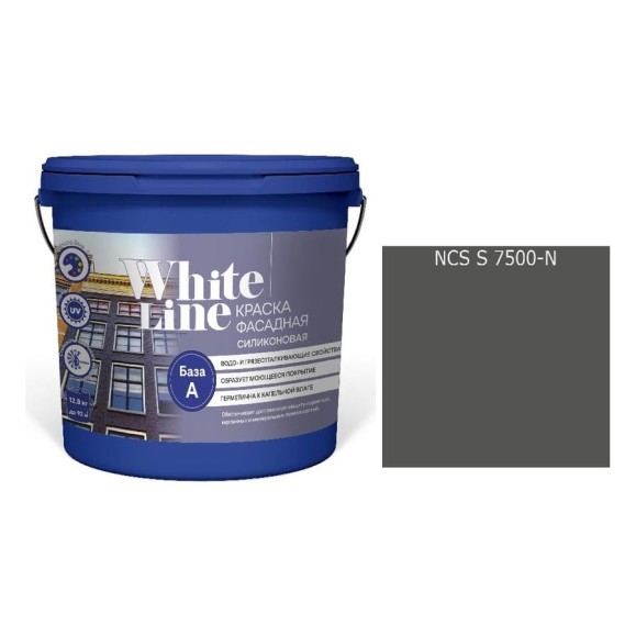 Краска White Line WL ВД фасадная силиконовая S 7500 N (вед 16 л/20,5 кг) 4690417116416 Краска White Line WL ВД фасадная силиконовая S 7500 N (вед 16 л/20,5 кг) 4690417116416