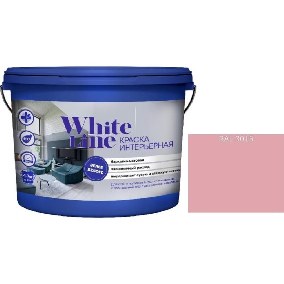 Краска интерьерная White Line WL ВД RAL 3015 (вед 4,5л/7,2кг) 4690417112838 Краска интерьерная White Line WL ВД RAL 3015 (вед 4,5л/7,2кг) 4690417112838