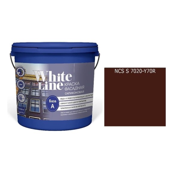 Краска White Line WL ВД фасадная силиконовая S 7020 Y 70 R (вед 4,5 л/5,7 кг) 4690417117048 Краска White Line WL ВД фасадная силиконовая S 7020 Y 70 R (вед 4,5 л/5,7 кг) 4690417117048