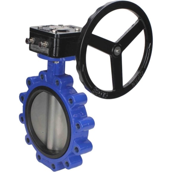 Дисковый затвор DN.ru поворотный QT450-QT450-NBR-2W-Fb-R Ду300 Ру16 LUG с редуктором D050-49960