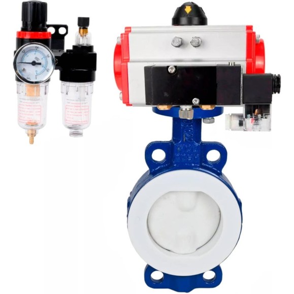 Затвор DN.ru WCB-WCB-PTFE-PTFE-Fb-R Ду250 Ру16 с пневмоприводом, пневмораспределителем, БПВ D050-60279 Затвор DN.ru WCB-WCB-PTFE-PTFE-Fb-R Ду250 Ру16 с пневмоприводом, пневмораспределителем, БПВ D050-60279