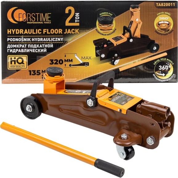 Домкрат подкатной гидравлический FORSTIME 2т (h min 135мм, h max 320мм) FT-TA820011(61550) Домкрат подкатной гидравлический FORSTIME 2т (h min 135мм, h max 320мм) FT-TA820011(61550)