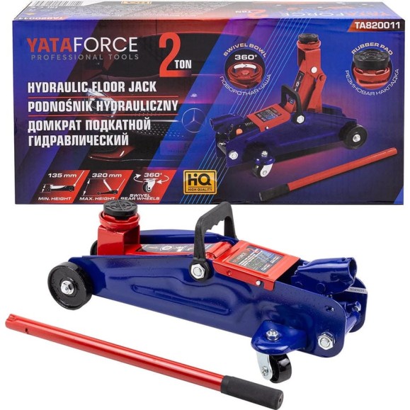 Домкрат подкатной гидравлический YATAFORCE 2т (h min 135мм, h max 320мм) YF-TA820011(61551)